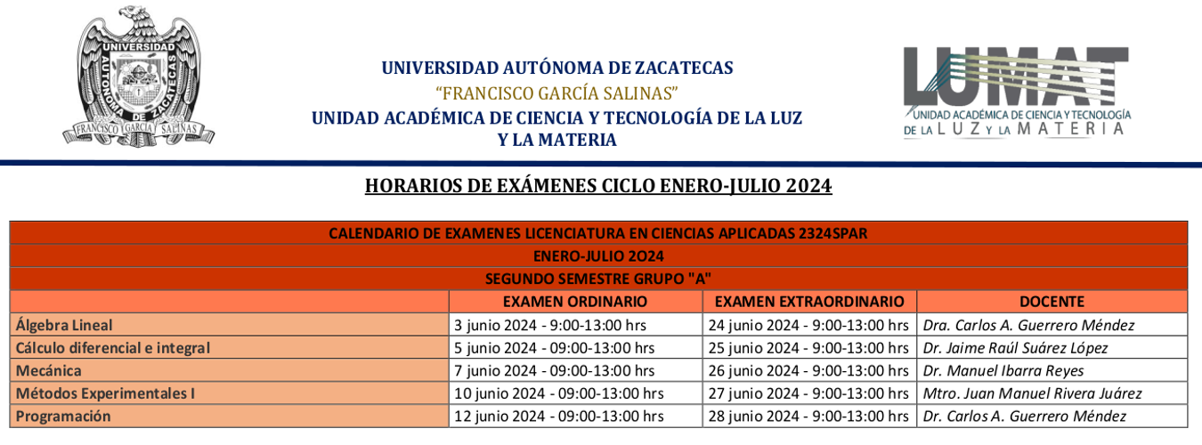 Calendario de Exámenes 2024